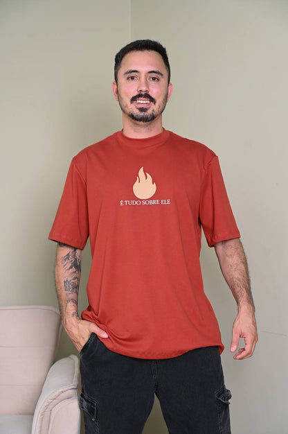 Camiseta Oversized Premium É Tudo Sobre Ele - Terracota