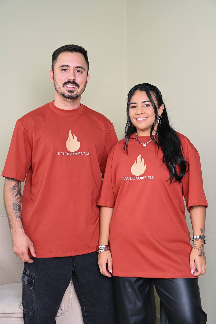 Camiseta Oversized Premium É Tudo Sobre Ele - Terracota