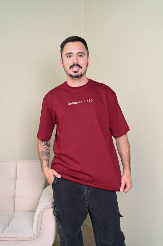 Camiseta Oversized Premium Romanos 8:15 - Marsala