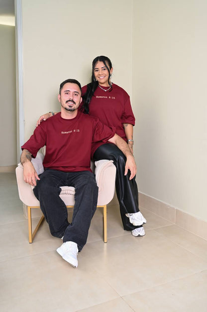 Camiseta Oversized Premium Romanos 8:15 - Marsala